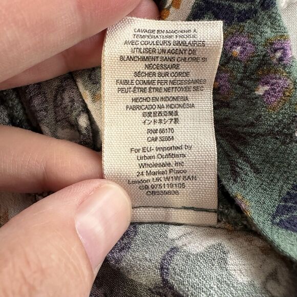 Free People Magic Mystery Size XS Boho Green Floral Mini Tunic Dress Bell Sleeve - Picture 15 of 16